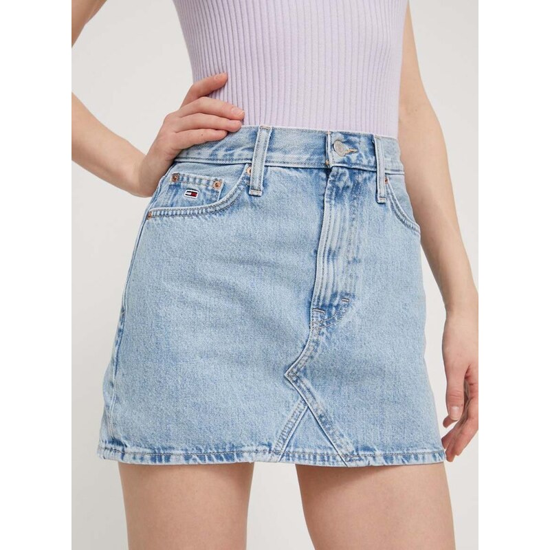 Džínová sukně Tommy Jeans mini, pouzdrová