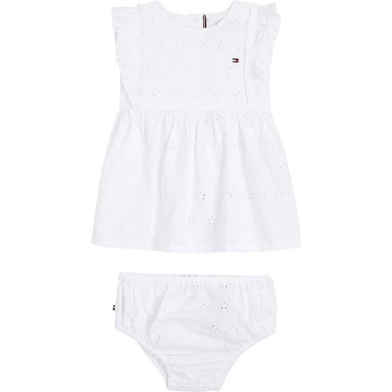 Dětské bavlněné šaty Tommy Hilfiger bílá barva, mini