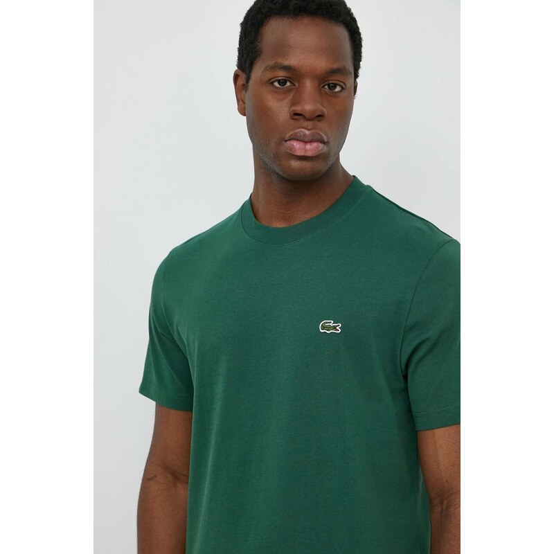 Bavlněné tričko Lacoste zelená barva
