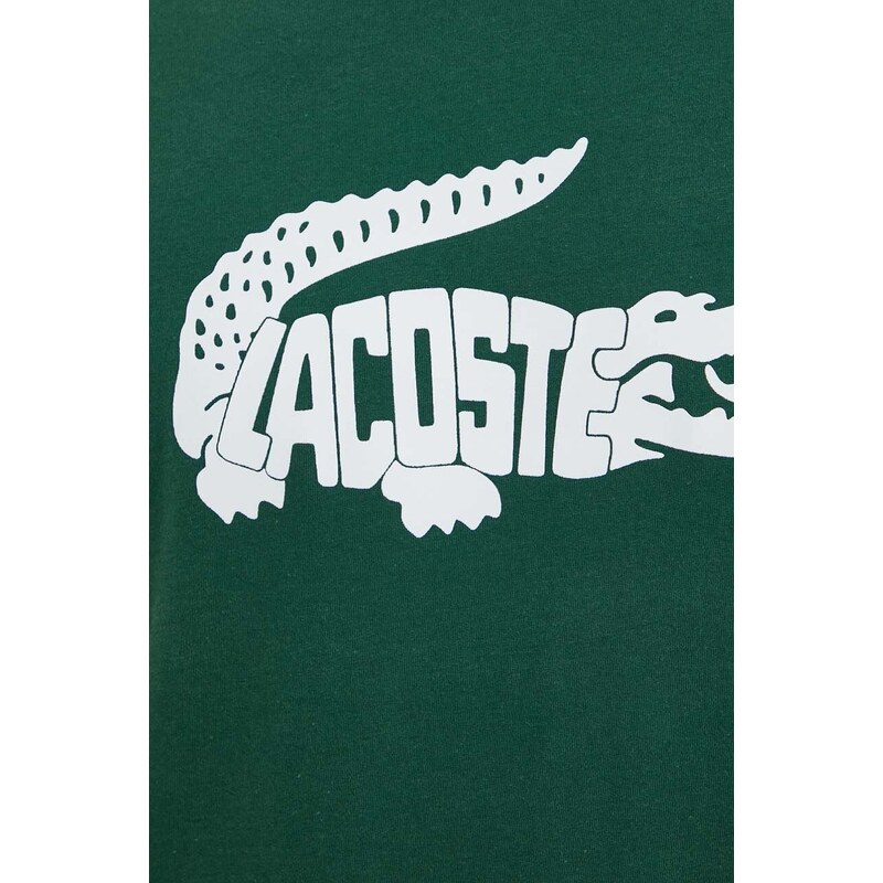 Tričko Lacoste zelená barva, s potiskem