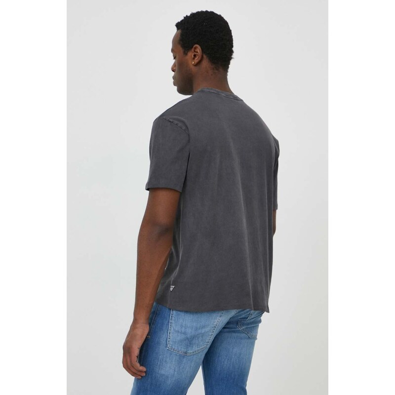 Bavlněné tričko Guess PACIFIC šedá barva, s potiskem, M4GI41 KBZV1