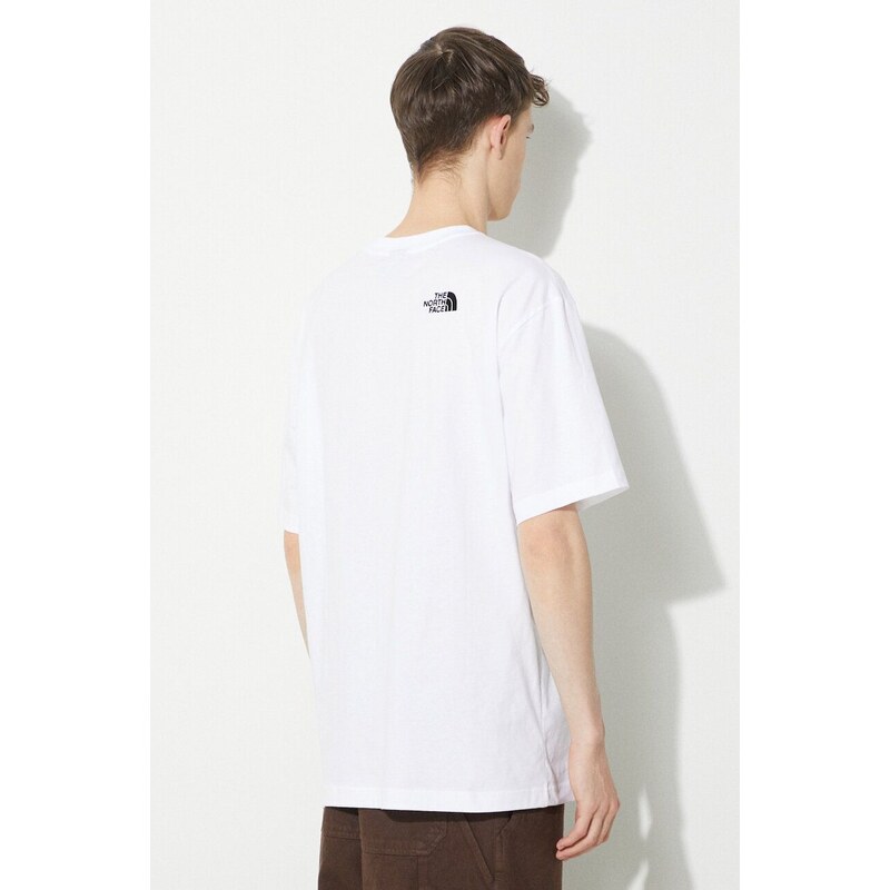 Bavlněné tričko The North Face M S/S Essential Oversize Tee bílá barva, s aplikací, NF0A87NRFN41