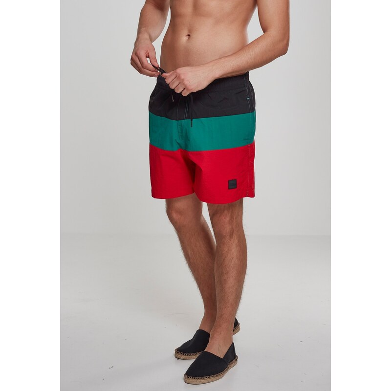 UC Men Color Block Swimshorts firered/black/green