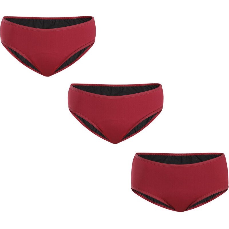 3PACK Menstruační kalhotky Meracus Burgundy pro silnou menstruaci (MEMS107)