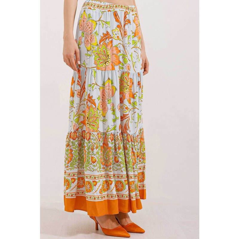 Bigdart 1898 Patterned Long Skirt - Orange