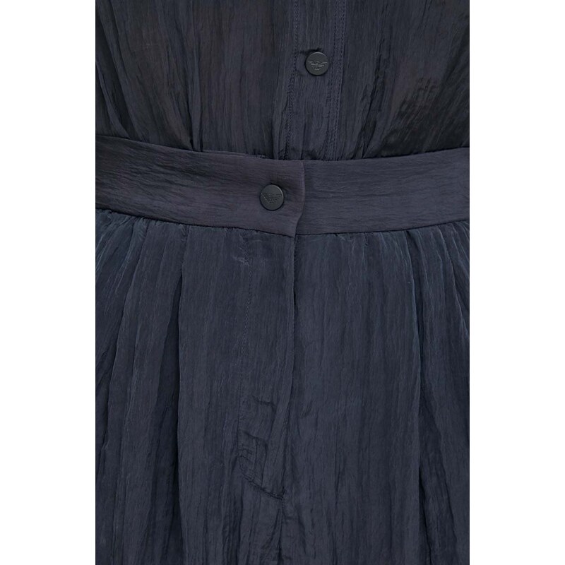 Kalhoty Emporio Armani dámské, tmavomodrá barva, široké, high waist, 3D2P64 2NFUZ