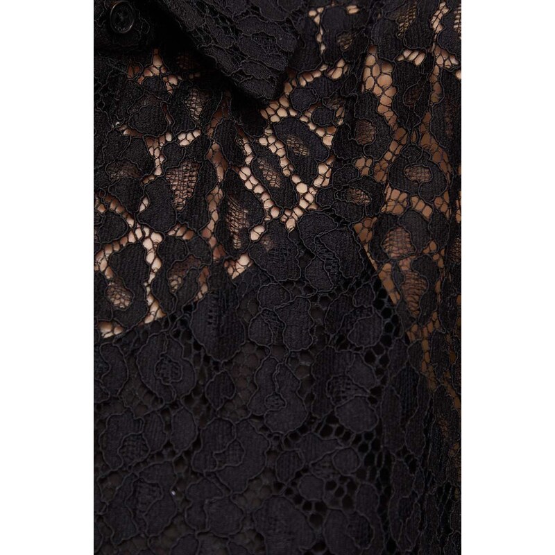 Košile MICHAEL Michael Kors dámská, černá barva, relaxed, s klasickým límcem