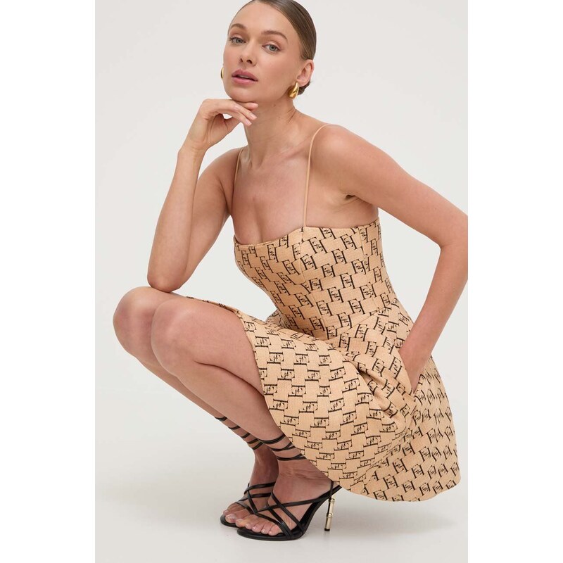 Šaty Elisabetta Franchi béžová barva, mini, AB64142E2