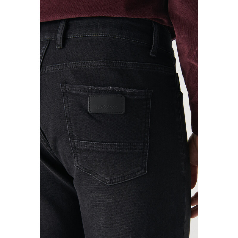 Avva Men's Black Old-fashioned Wash Lycra Slim Fit Slim Fit Jeans