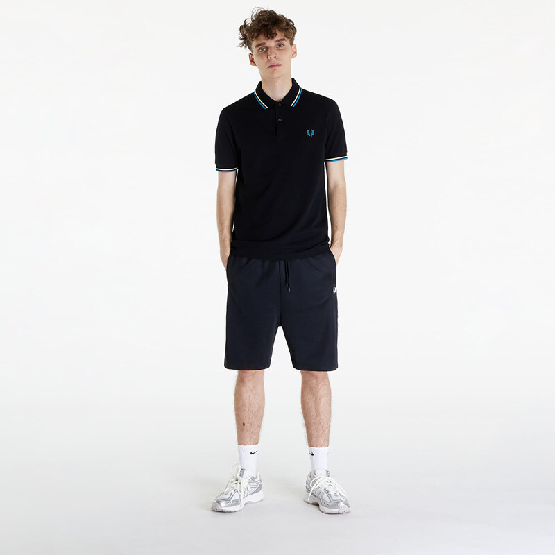 Pánské tričko FRED PERRY Twin Tipped Fred Perry Shirt Black/ Ice Cream/ Cyber Blue