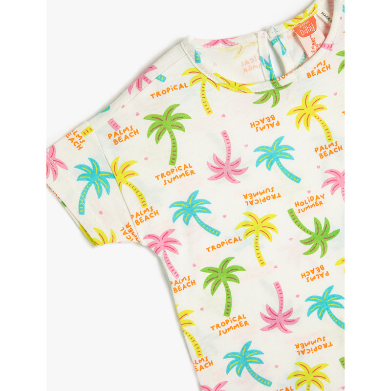 Koton Summer Theme T-Shirt Printed Crew Neck Short Sleeve Cotton