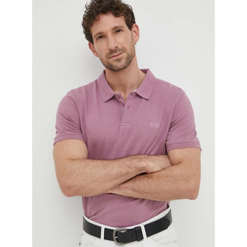 Bavlněné polo tričko Levi's růžová barva