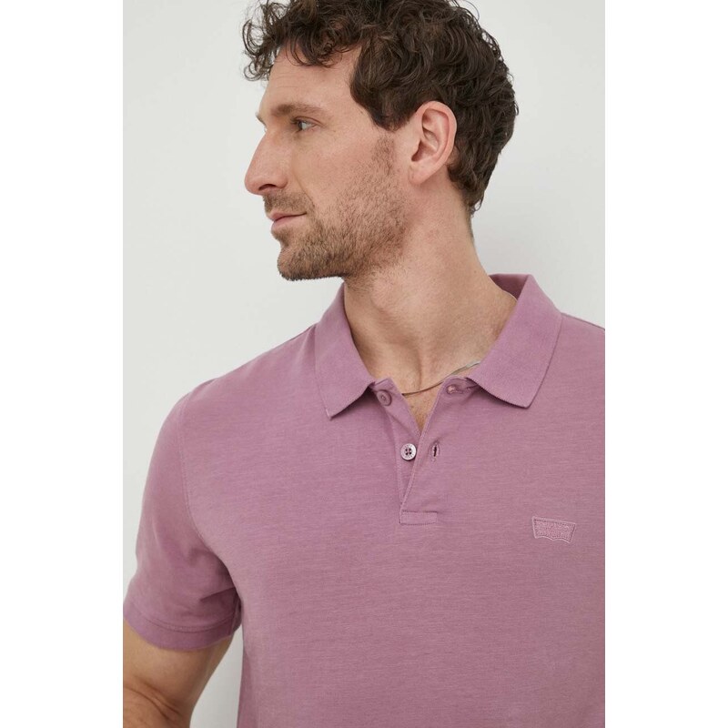 Bavlněné polo tričko Levi's růžová barva