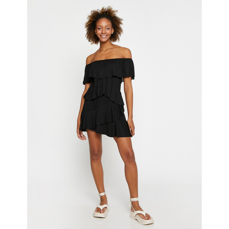 Koton Ruffle Detailed Mini Jumpsuit Off The Shoulder