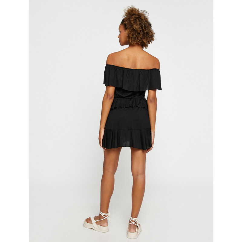 Koton Ruffle Detailed Mini Jumpsuit Off The Shoulder