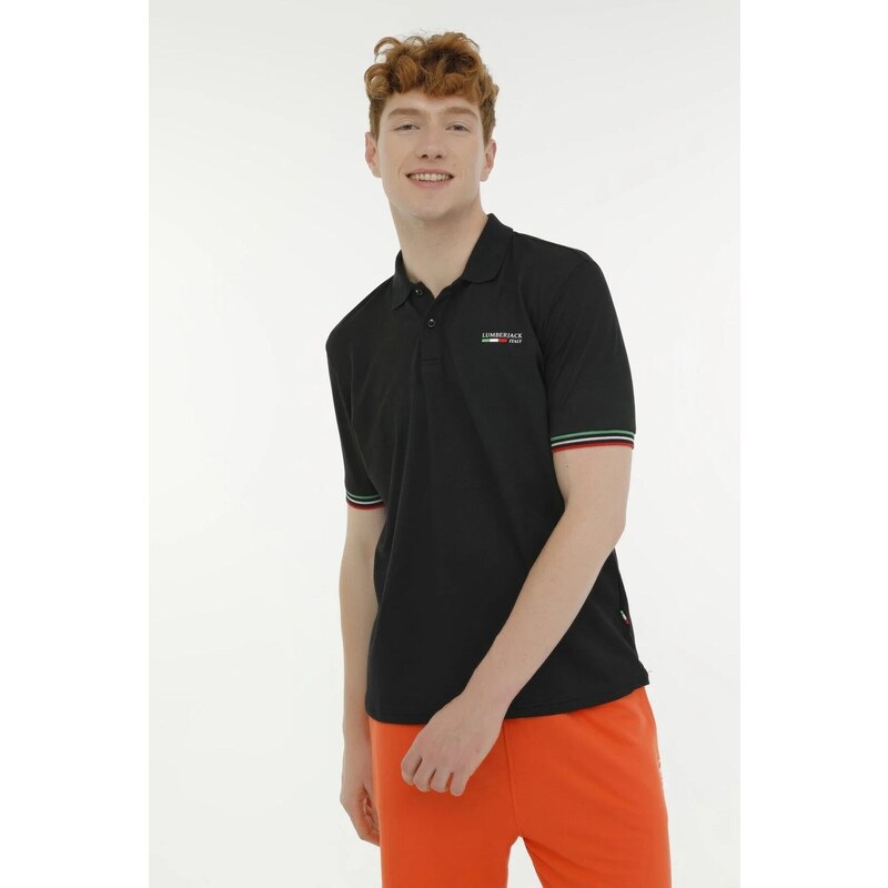 Lumberjack Logo Buttoned Polo T Shirt Men