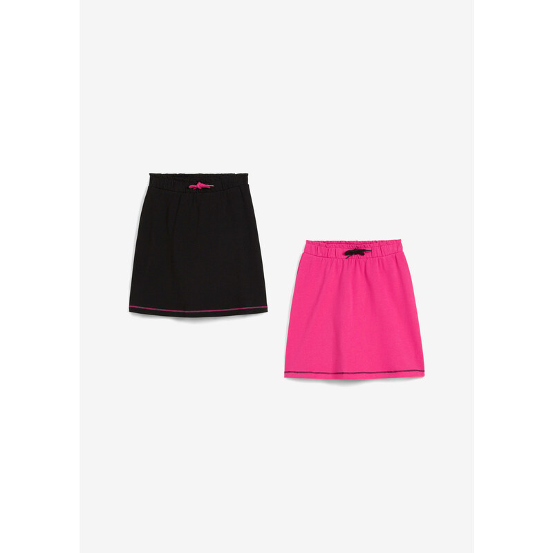 bonprix Dívčí tepláková sukně (2 ks v balení), z organické bavlny Pink
