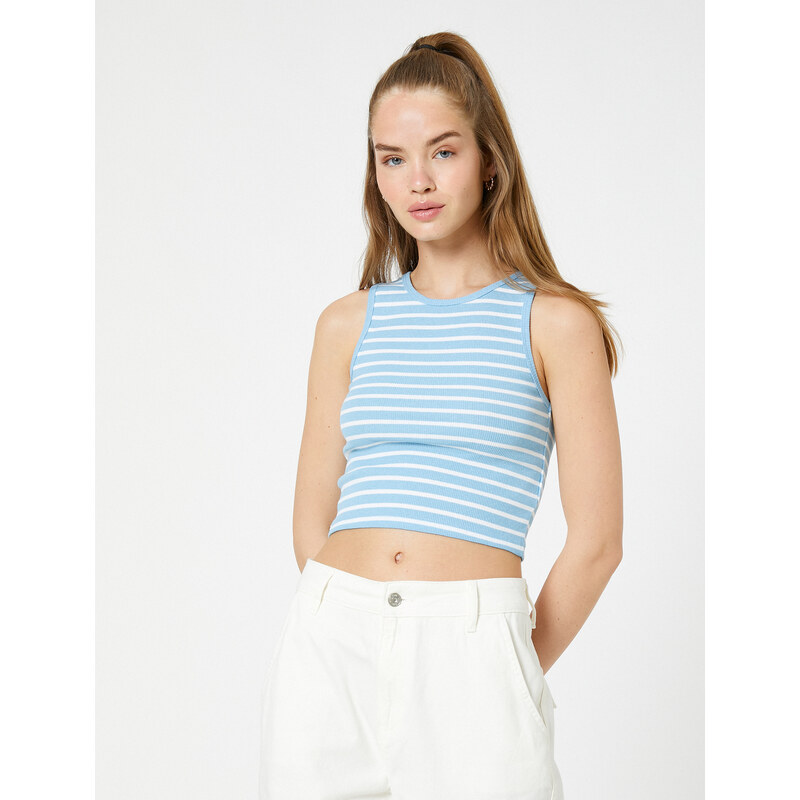 Koton Crop Corduroy Athlete Halterneck Piping Detailed