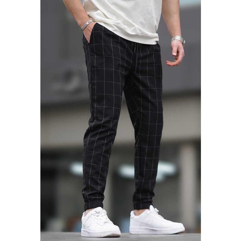 Madmext Checked Black Jogger Mad4081