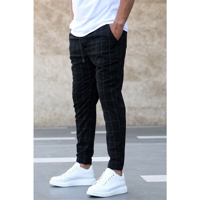 Madmext Checked Black Jogger Mad4081