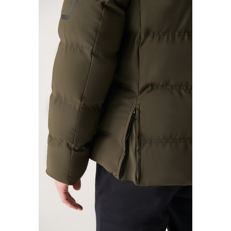 Avva Men's Khaki Thermal Water Repellent Windproof Puffer Jacket