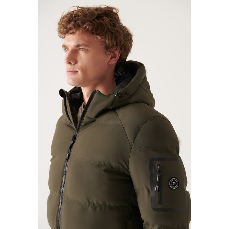 Avva Men's Khaki Thermal Water Repellent Windproof Puffer Jacket