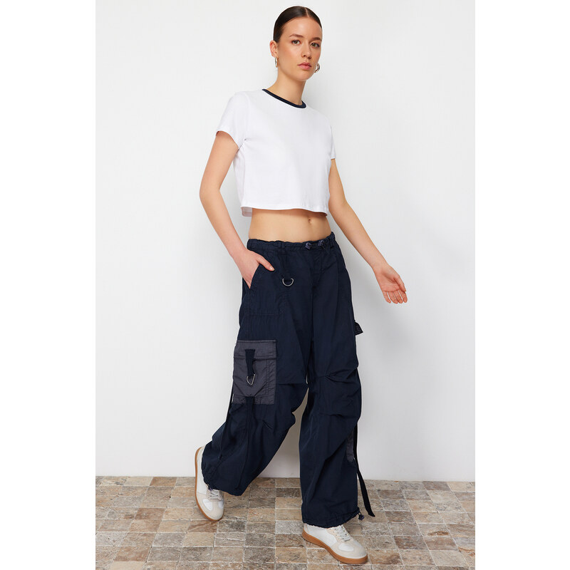 Trendyol Navy Blue Regular Waist Jogger Jeans s cargo kapsou