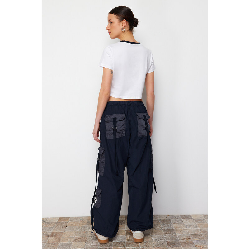 Trendyol Navy Blue Regular Waist Jogger Jeans s cargo kapsou