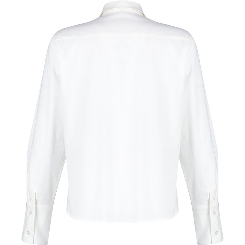 Trendyol White Woven Hand Work Shiny Jewelled Poplin Shirt