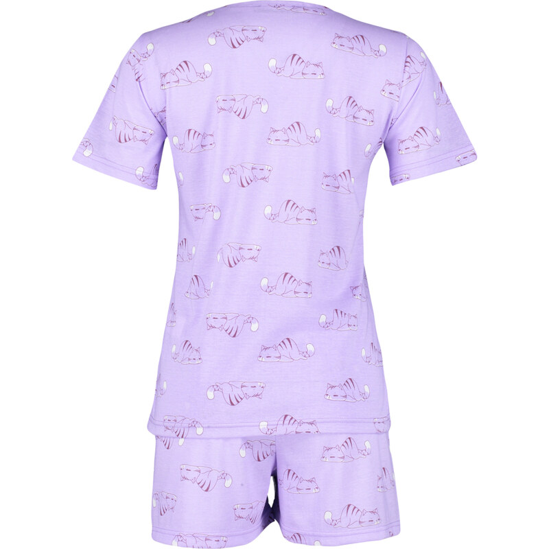 Trendyol Lilac Cotton Animal Pattern Knitted Pajamas Set