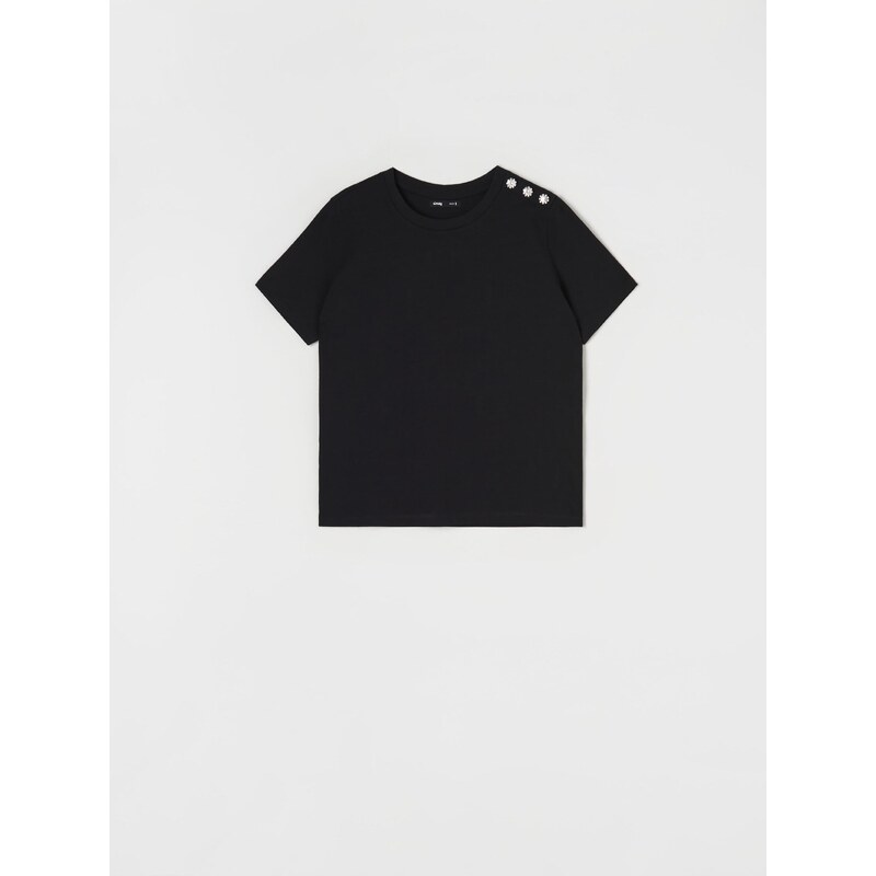 Sinsay - Bavlněné tričko - černá