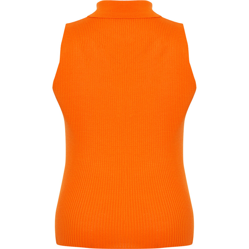 Trendyol Curve Orange Bodysuit Fine Knitwear Zippered Blouse