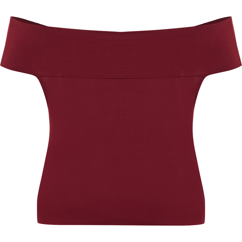 Trendyol Curve Burgundy Knot Detailed Knitted Blouse