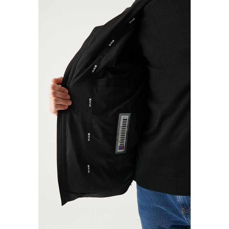 Avva Men's Black Thermal Water Repellent Windproof Puffer Jacket
