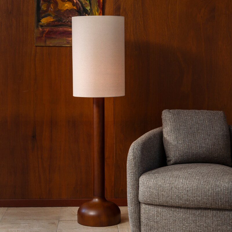 Béžová dřevěná stojací lampa DUTCHBONE JONES 140 cm