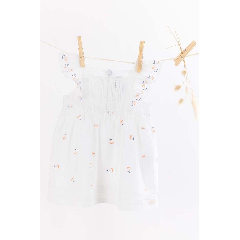 Dětské bavlněné šaty Tartine et Chocolat bílá barva, mini