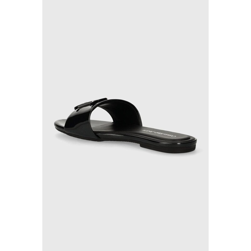 Pantofle Calvin Klein Jeans FLAT SANDAL SLIDE MG MET dámské, černá barva, YW0YW01348