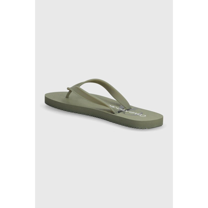 Žabky Calvin Klein Jeans BEACH SANDAL GLOSSY pánské, zelená barva, YM0YM00952