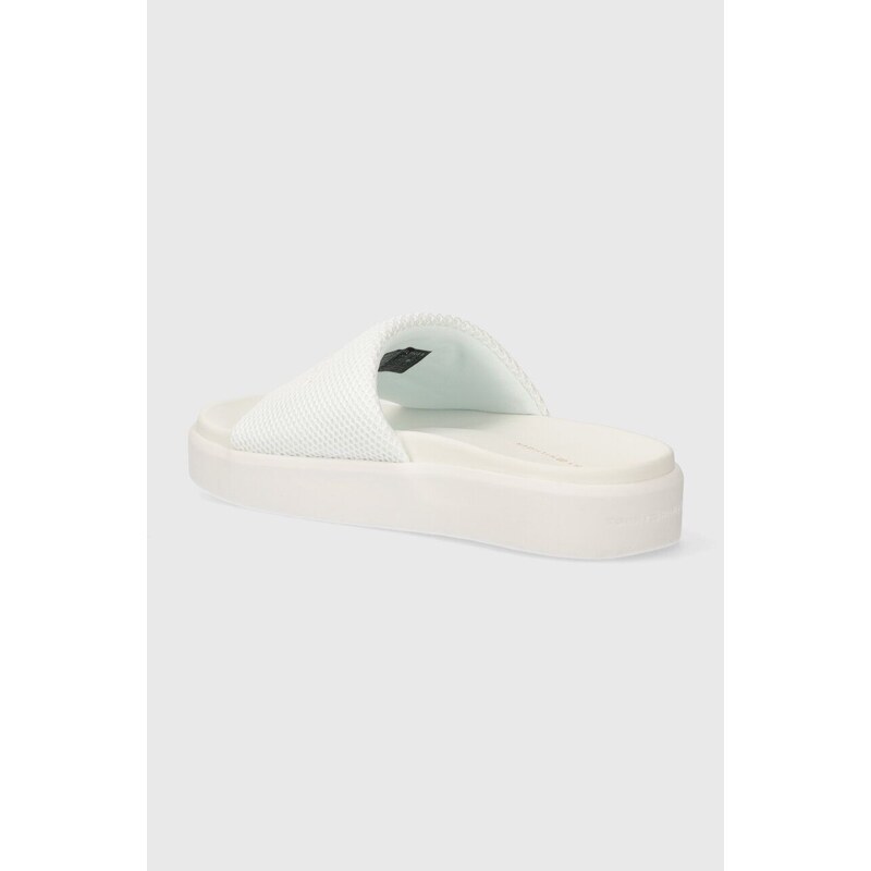 Pantofle Tommy Hilfiger PLATFORM MESH POOL SLIDE dámské, bílá barva, na platformě, FW0FW07828