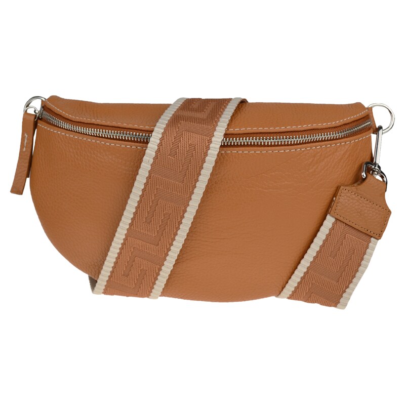 NovaKabelka.cz Kožená kabelka crossbody Reni Grande Camel s přídavným popruhem VI camel