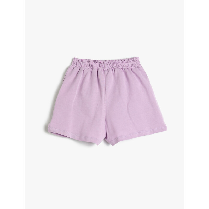 Koton Shorts with Tie Waist Elastic Pocket, Butterfly Print Detailed.