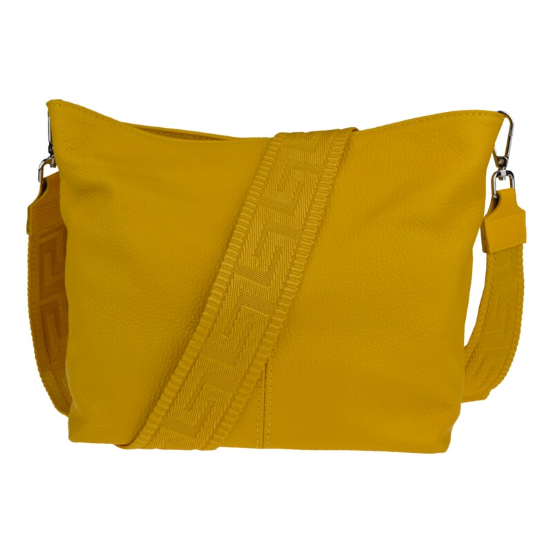 Žlutá kožená italská crossbody kabelka Prisca Gialla Chiaro s