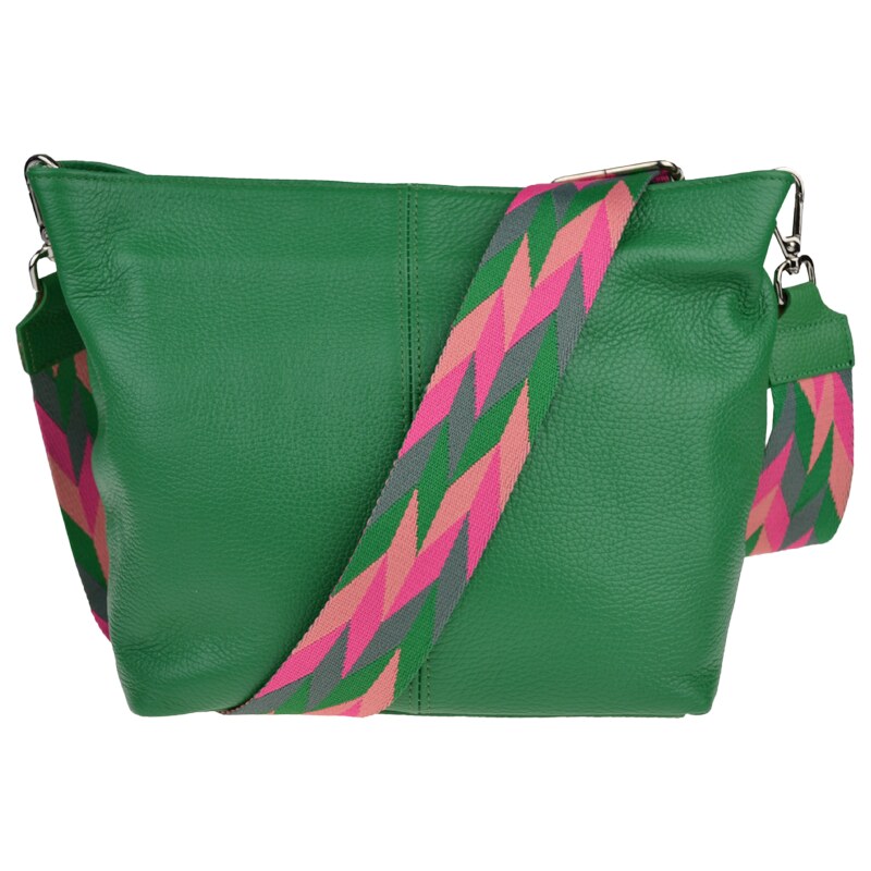 Zelená kožená italská crossbody kabelka Prisca Verde Chiaro s