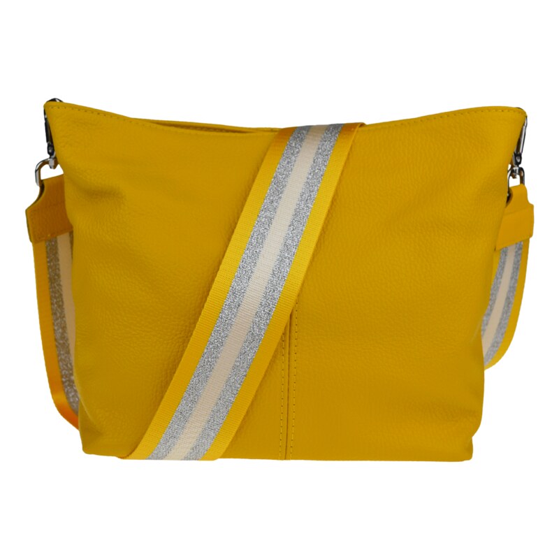 Žlutá kožená italská crossbody kabelka Prisca Gialla Chiaro s