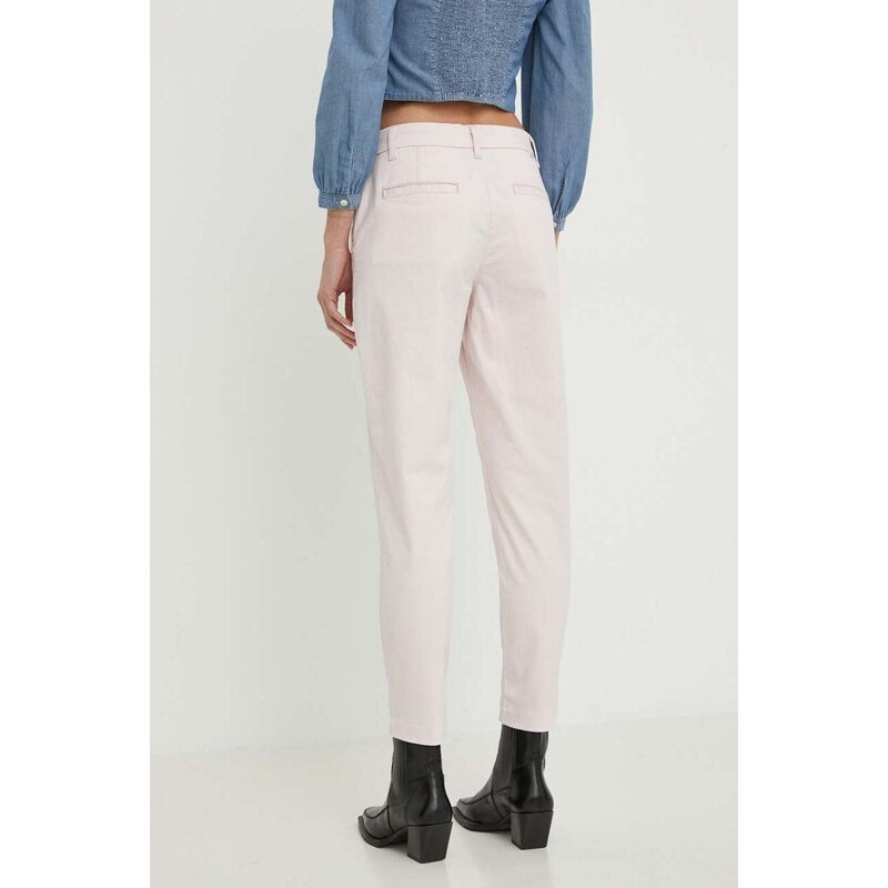 Kalhoty Levi's dámské, růžová barva, přiléhavé, high waist