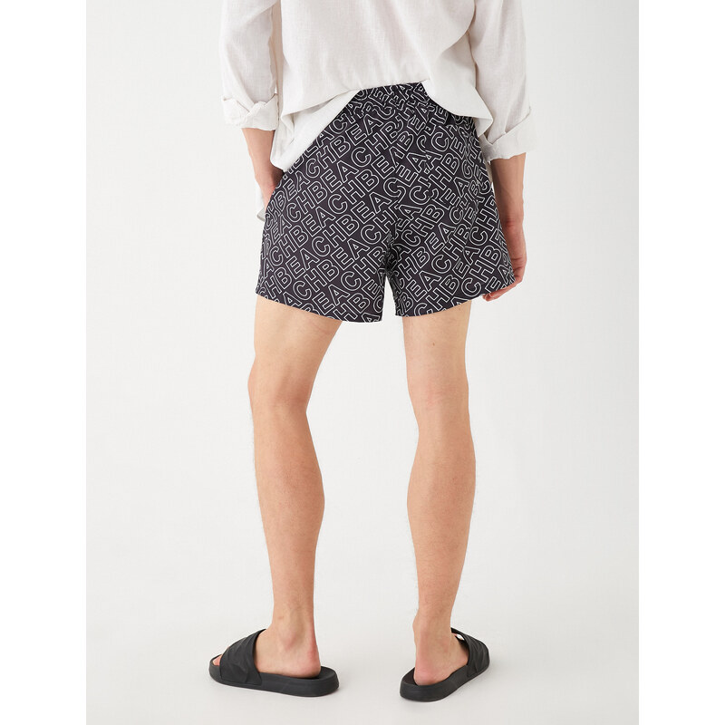 Koton Patterned Marine Shorts with Lace-Up Waist