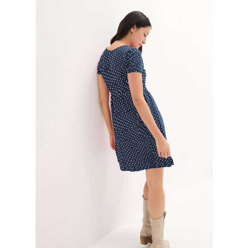 bonprix Těhotenské a kojicí šaty s puntíky Modrá