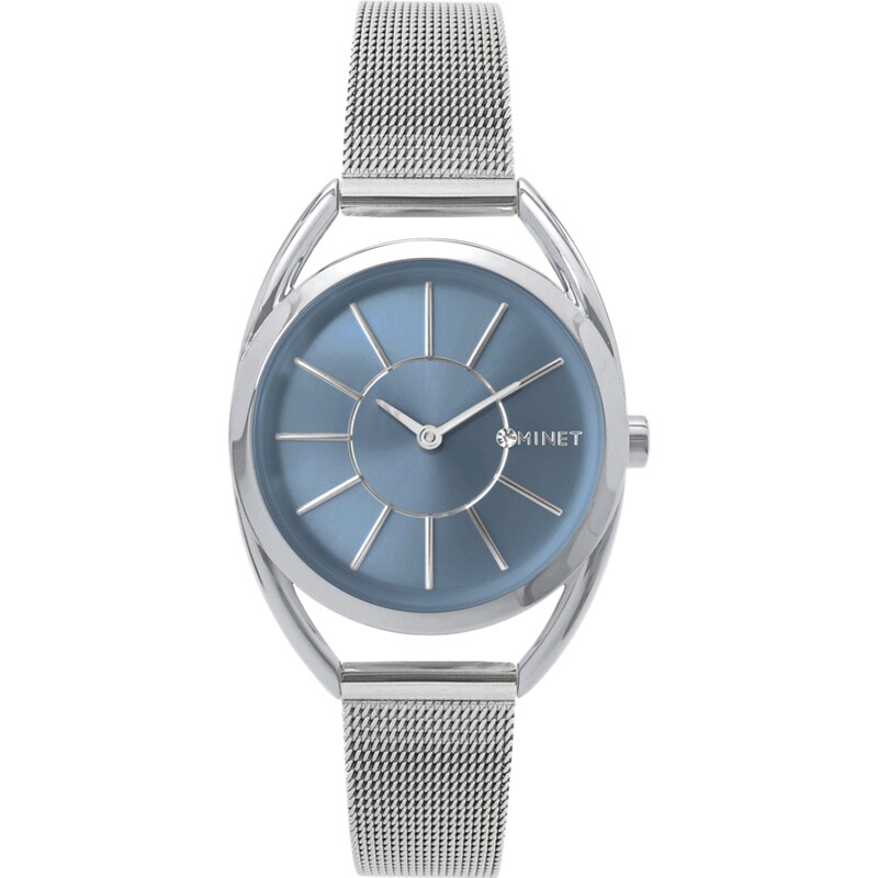 MINET Stříbrné náramkové dámské hodinky ICON BLUE MESH MWL5222