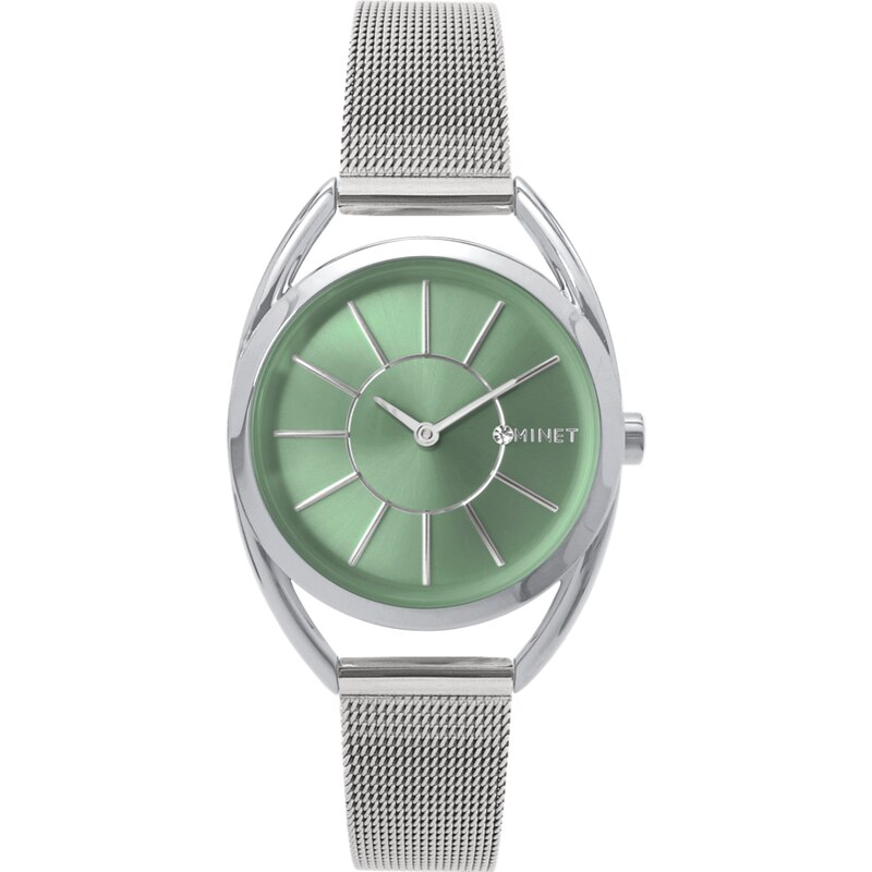 MINET Stříbrné náramkové dámské hodinky ICON GREEN MESH MWL5223