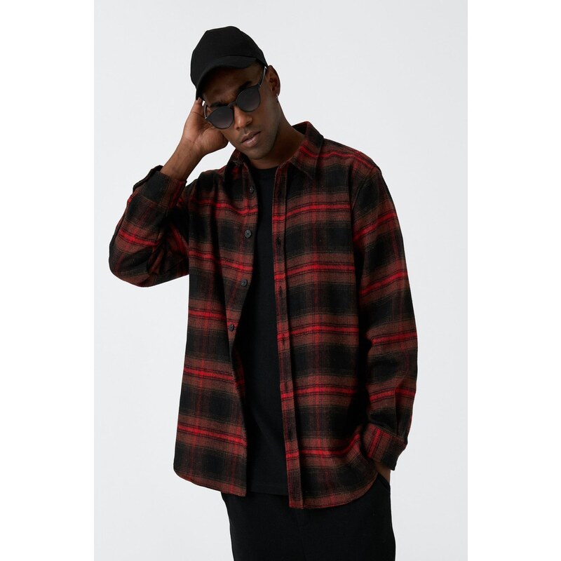 Koton Men's Red Plaid Shirt